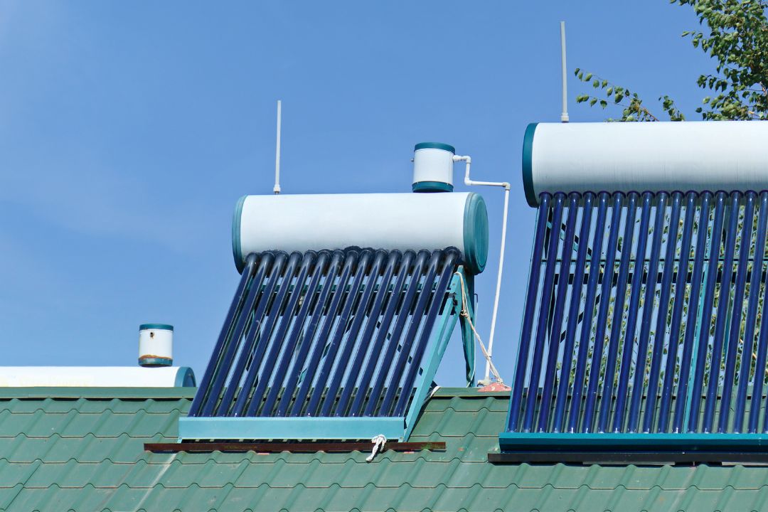 Eco-friendly solar hot water setup on an Airlie Beach home, utilizing renewable energy for optimal hot water production, aligned with sustainable living and energy savings